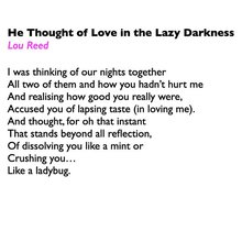 On the Poetics of Memory: Two Love Poems of Lou Reed